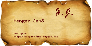 Henger Jenő névjegykártya